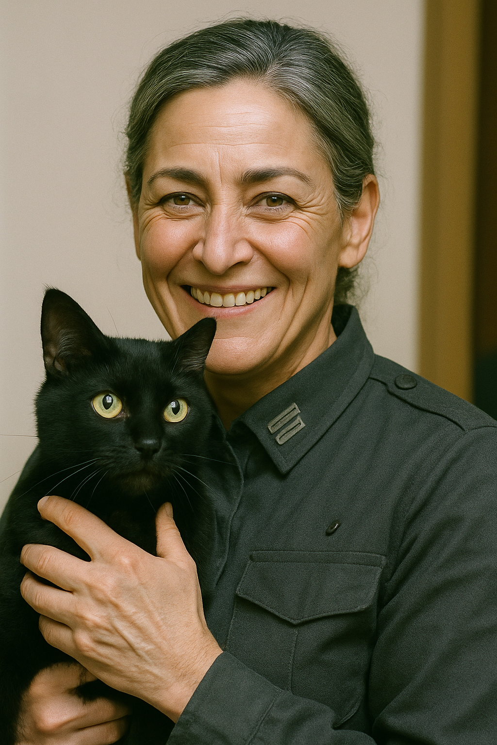 Director Jean with her cat Shadow